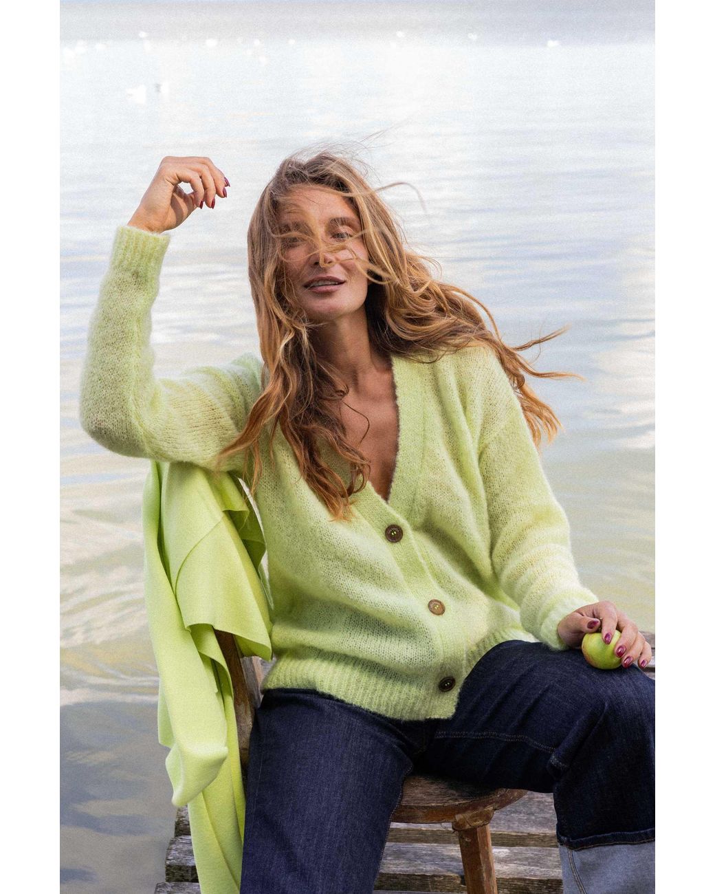 SALANIDA Green Melody Mohair Cardigan Limone