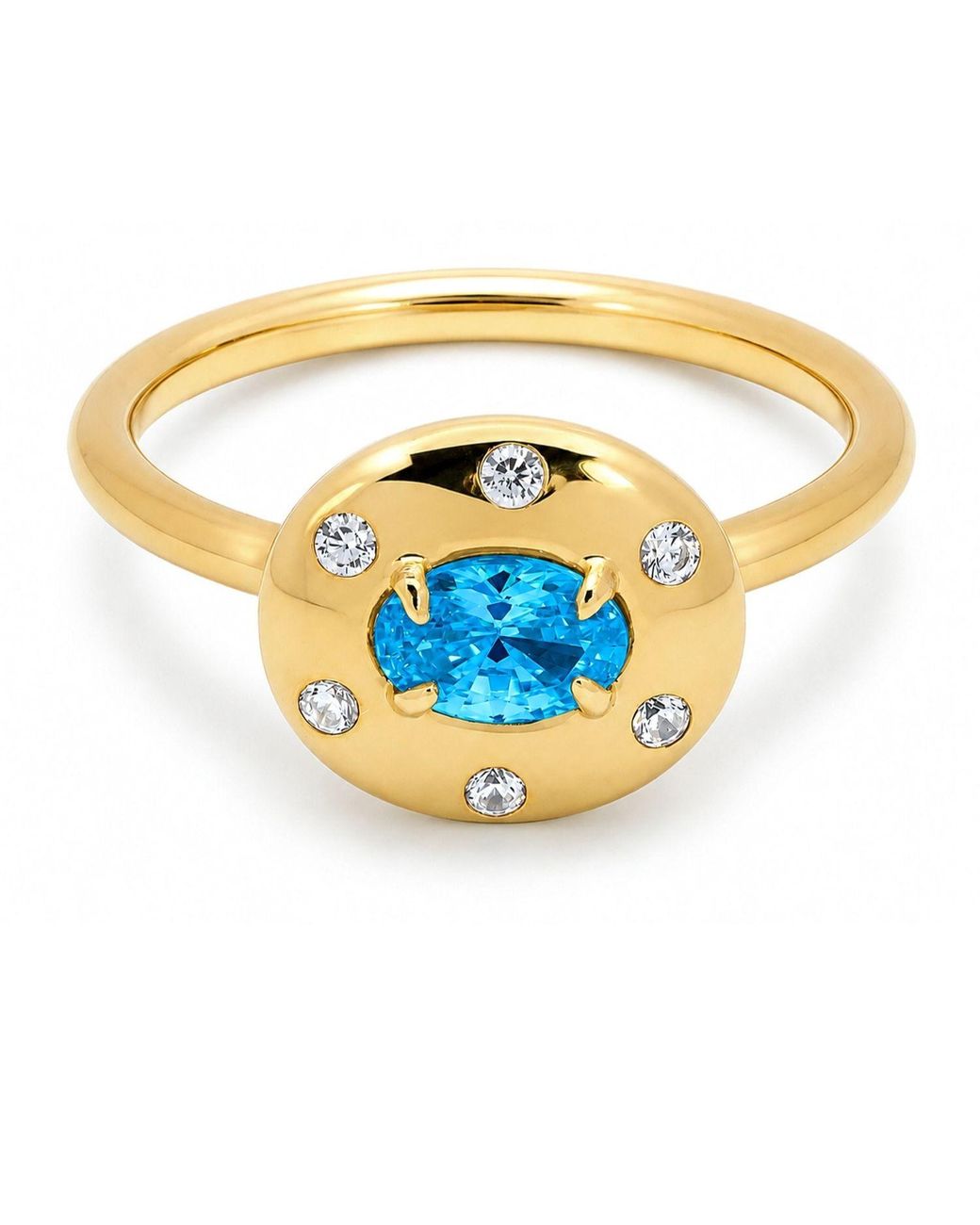 Belinda Jewelz Blue Swiss Oval Birthstone & Accent Stone Ring