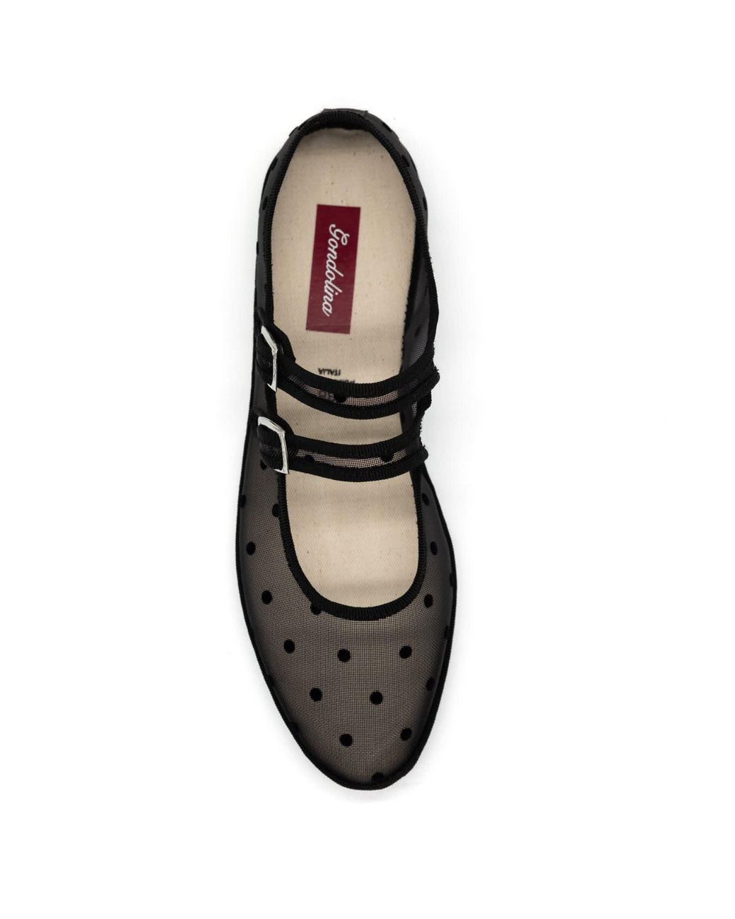 Gondolina Shoes Black Moretta Polka-Dot Mesh Double-Strap Mary Jane Shoes – Made