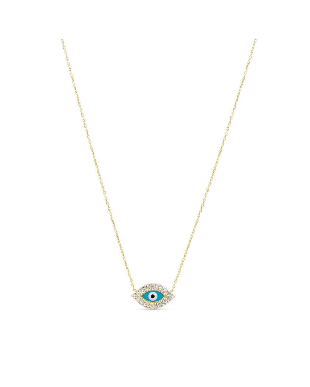 SHYMI Metallic And Pave Evil Eye Necklace