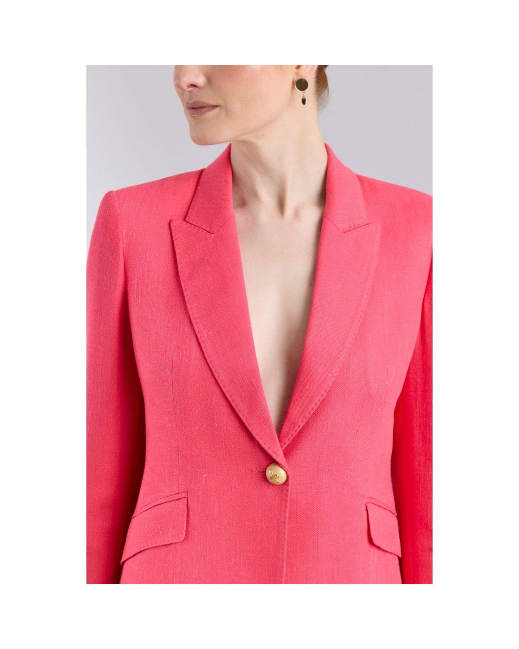 The Extreme Collection Pink Fuchsia Tailored Linen Blazer