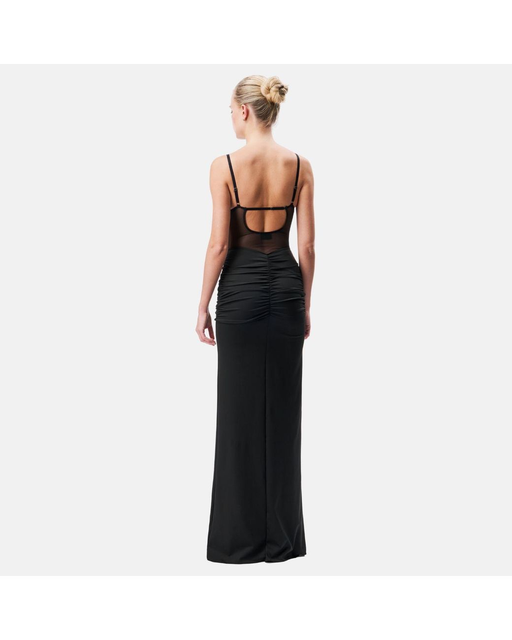 OW Collection Black Sivara Mesh Corset Maxi Dress