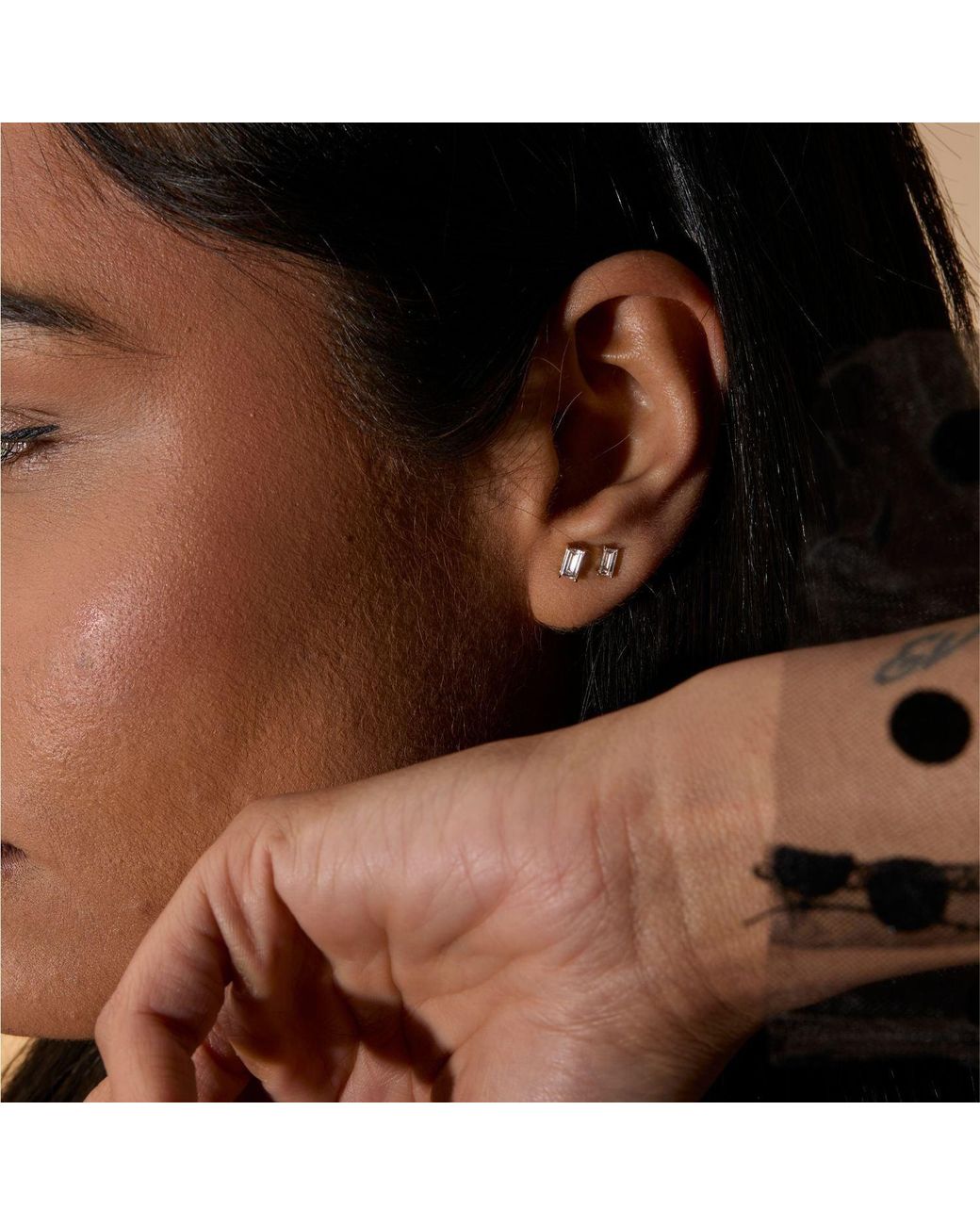 Dolcetto Designs Metallic Lab Grown Diamond Baguette Studs