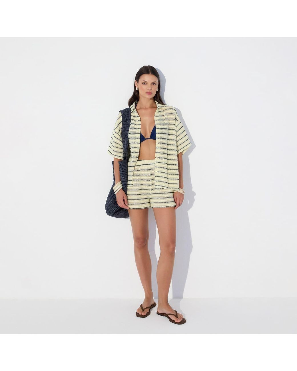 Thisisu Collection Natural Solea Striped Knit Beachwear Shorts
