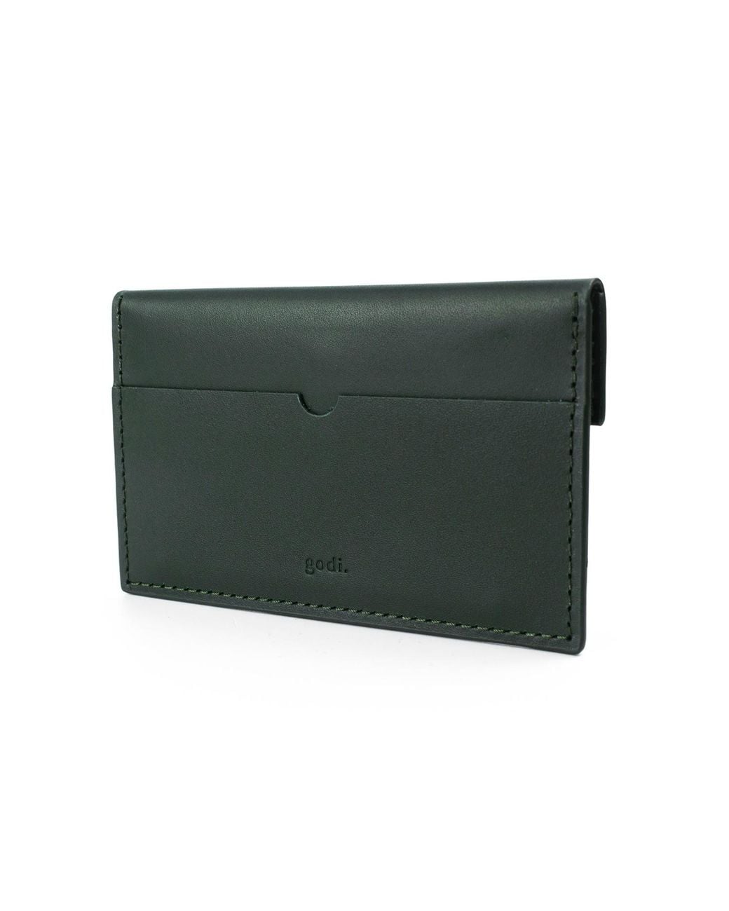 godi. Green Compact Leather Coin And Card Holder for men