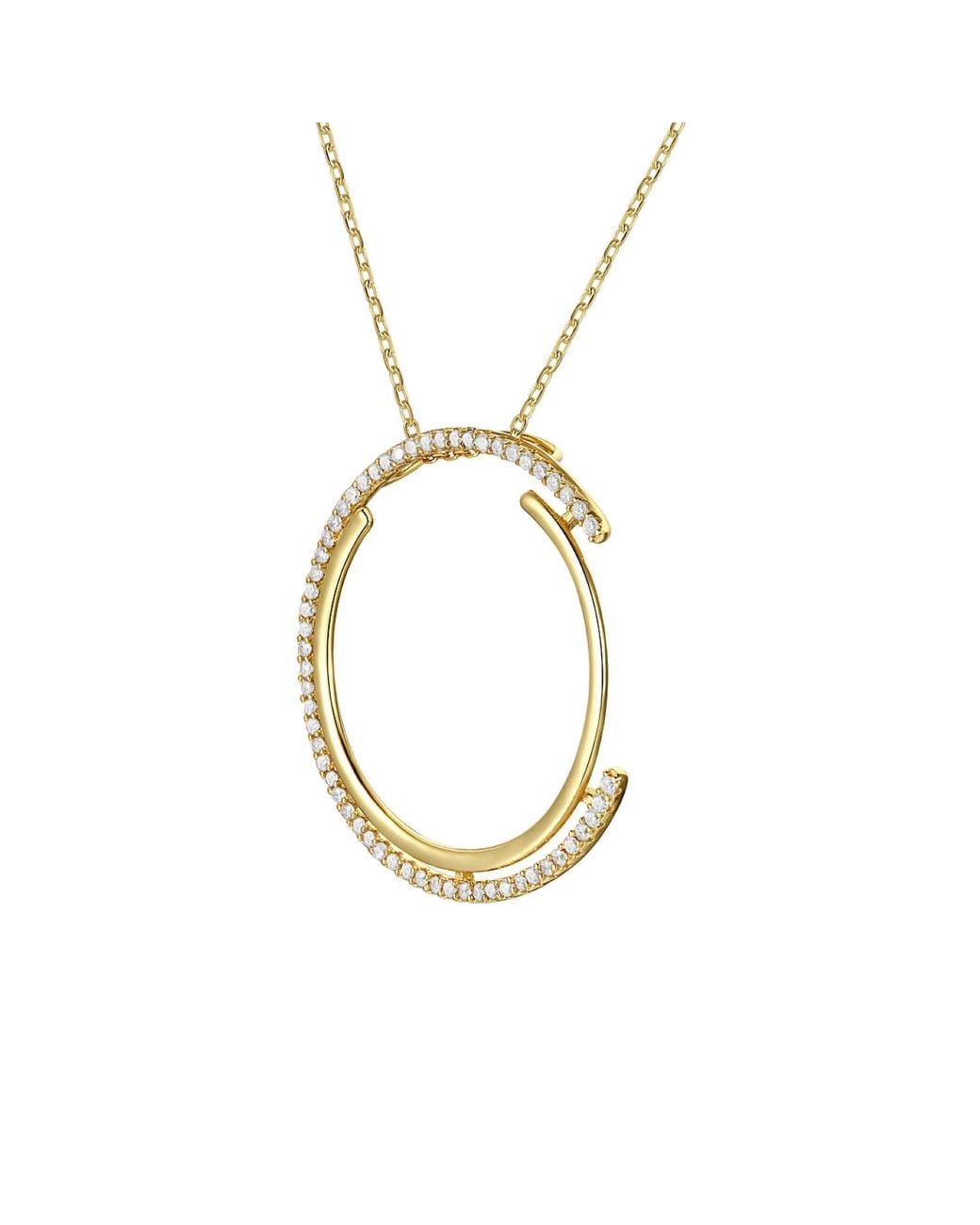 Genevive Jewelry Metallic Plated With Cubic Zirconia Concentric Eternity Pendant Necklace