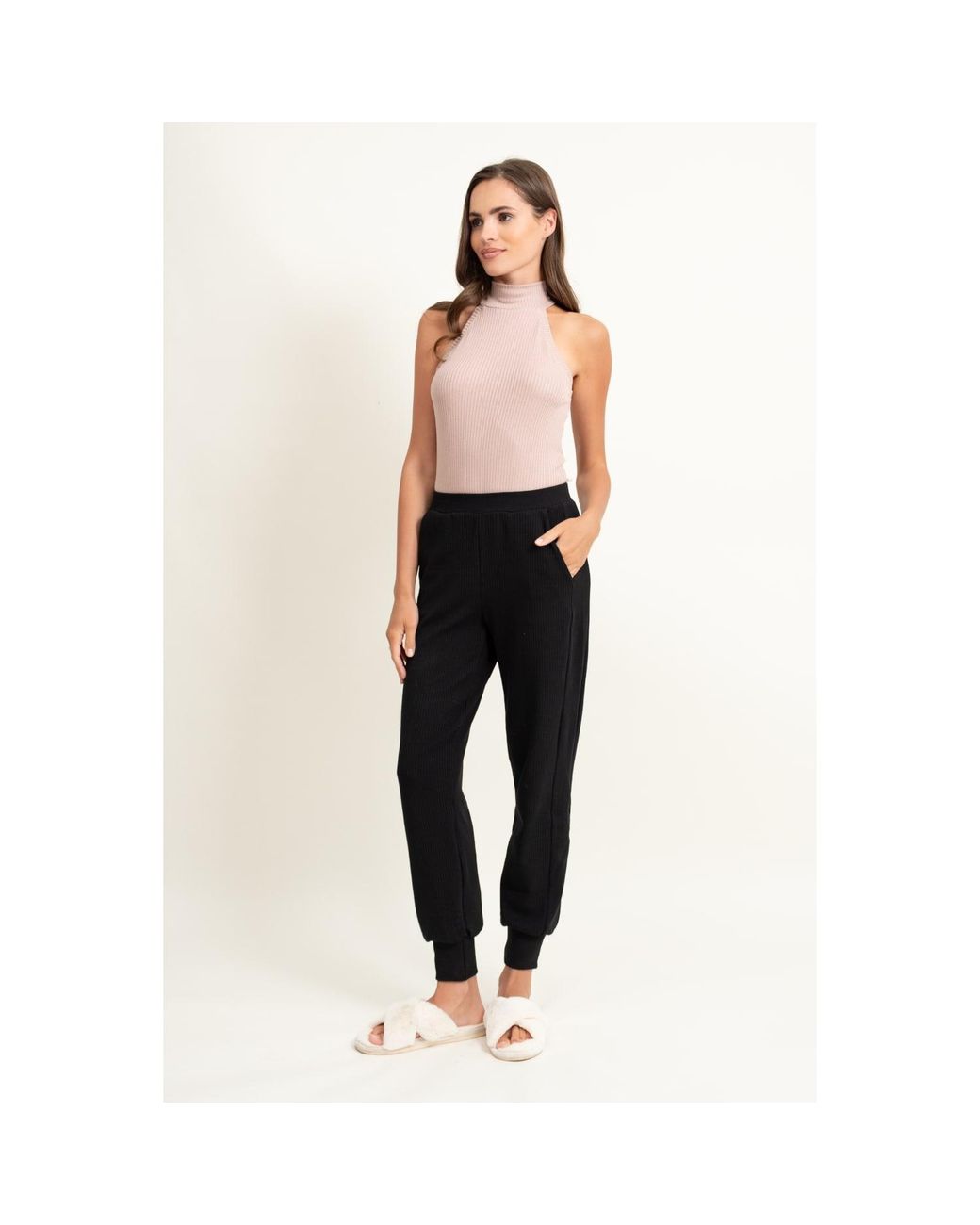 Oh!Zuza Black Cotton Ribbed Sweatpants