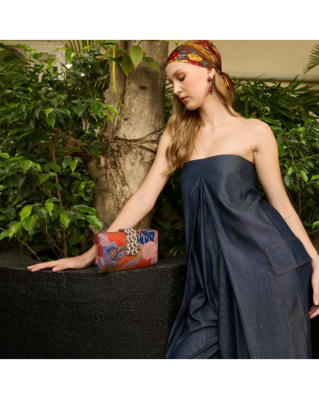 Simitri Red Saffron Braided Fringe Clutch