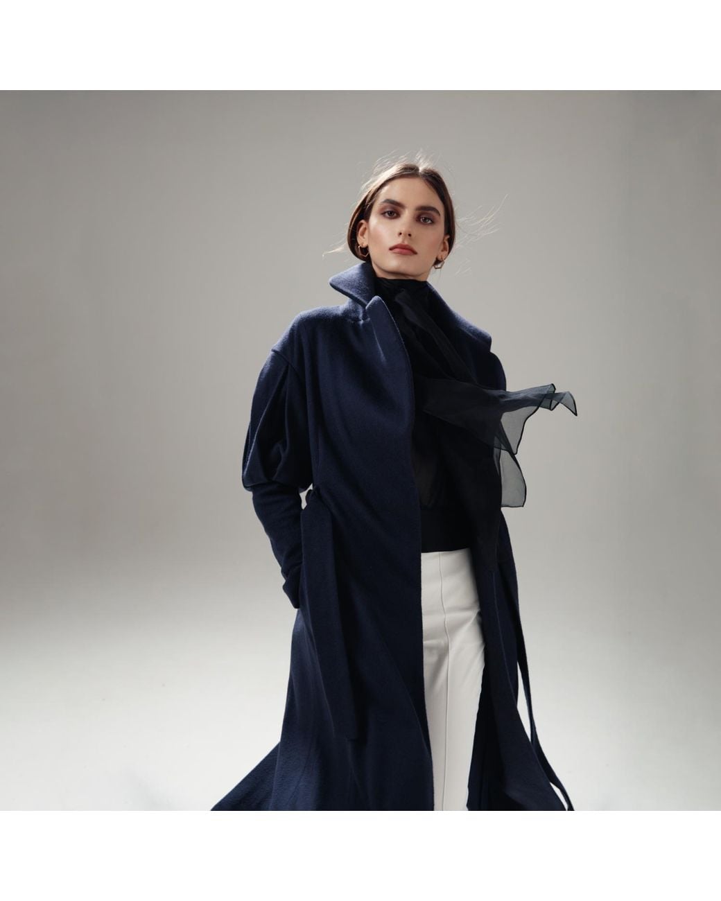 Lita Couture Blue Statement Trench Coat