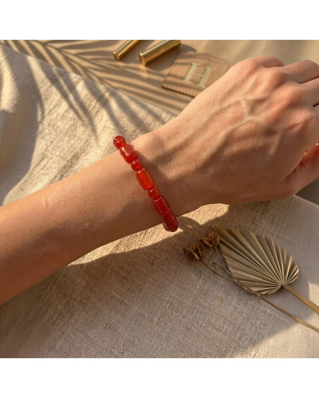 ORIGIN OF HEARTS Red Solara Bracelet – Natural Agate Gemstone Bracelet
