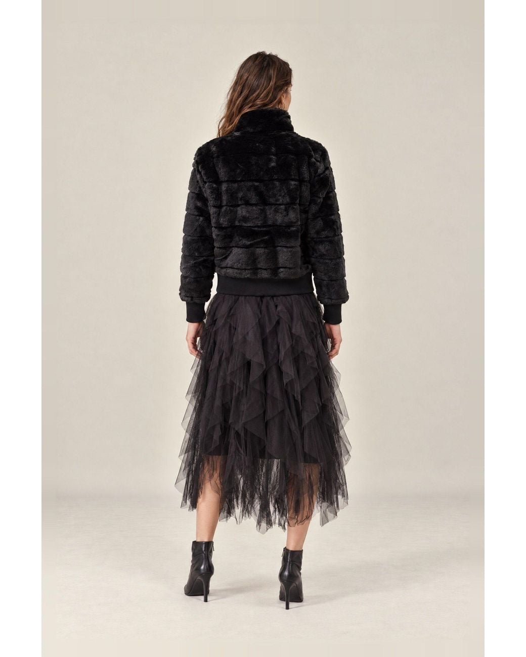 James Lakeland Black Panelled Faux Fur Jacket
