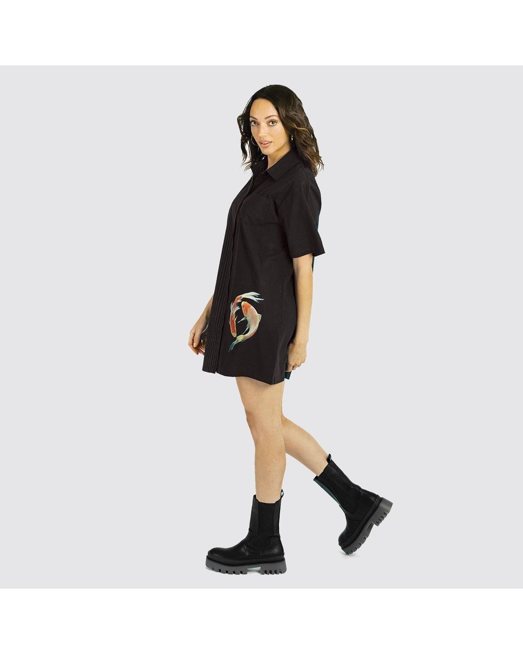 Zenzee Black Two Tone Shirt Dress