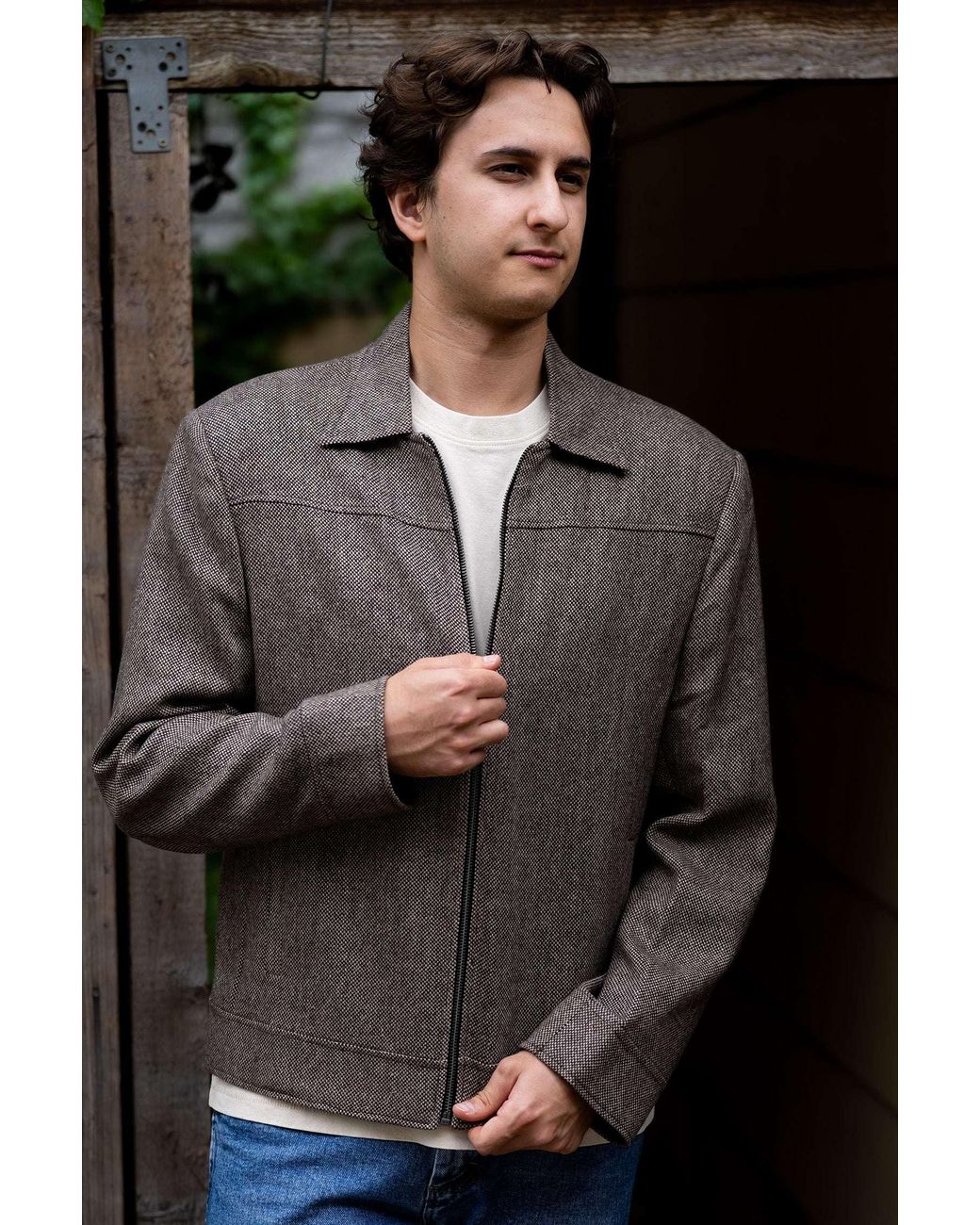 Stovaria Gray Natural Himalayan Yak Wool Zipper Jacket
