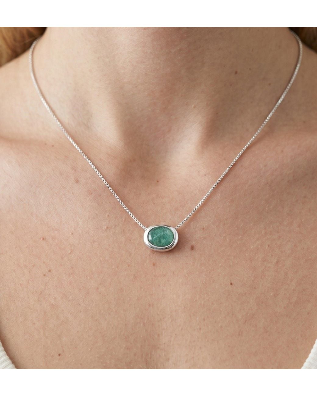 Uchi and Soto White Enso Amazonite & 925 Sterling Necklace