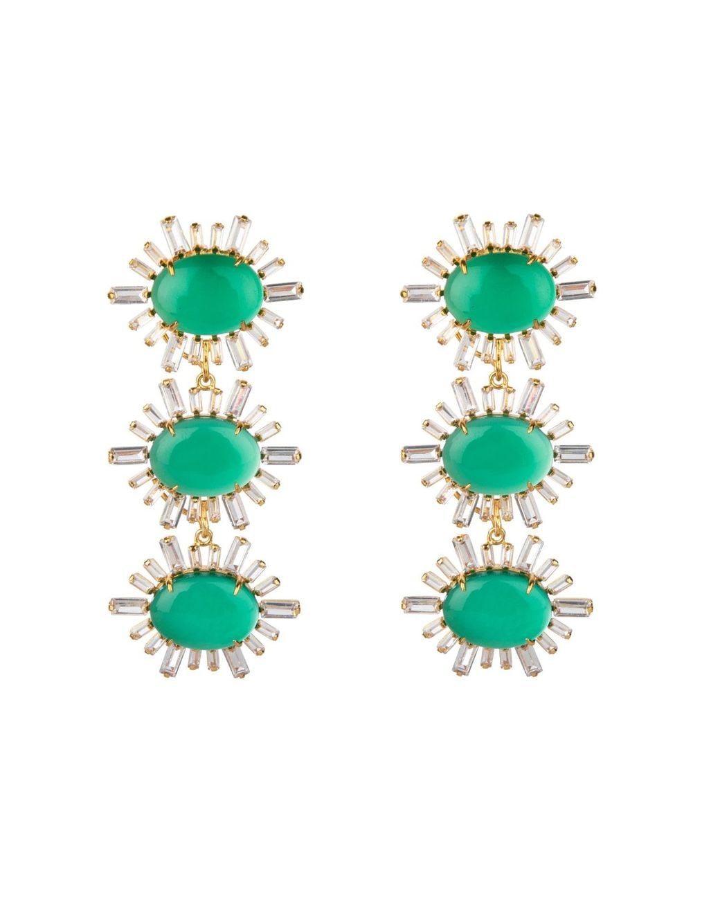 Bounkit Green Ann Margaret Earrings Onyx Clip On