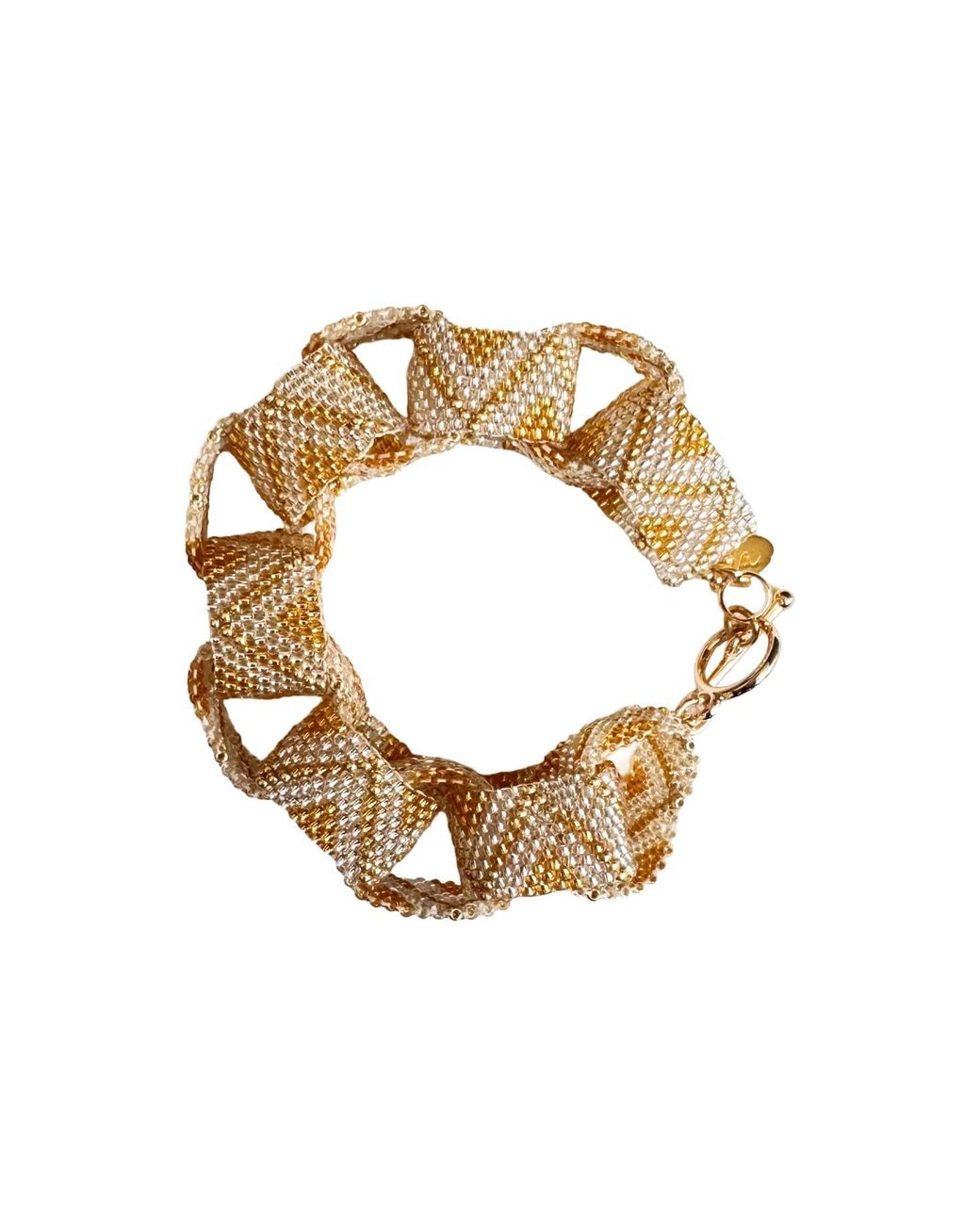 Iliana Arrazola Metallic Bold Chunky Link Bracelet, Glass Beads, Beaded Jewelry