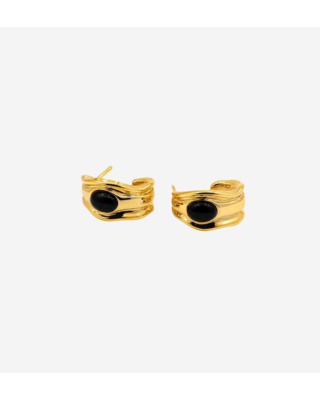 Uchi and Soto Metallic Enso Onyx Molten Hoop Earrings