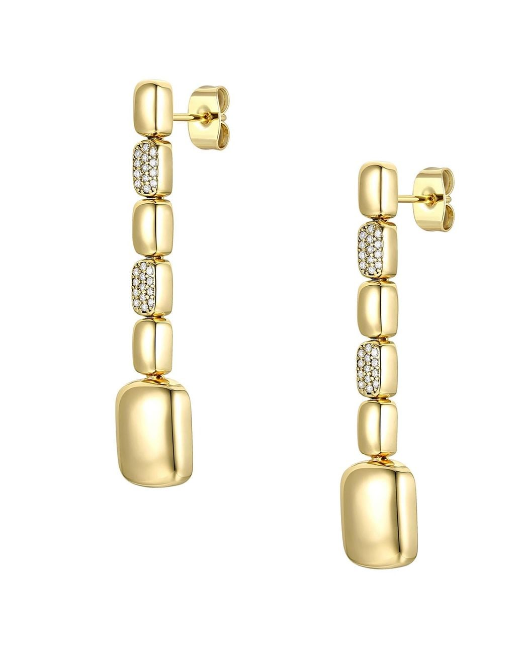 Genevive Jewelry Metallic Rachel Glauber Plated With Diamond Cubic Zirconia Rectangle Link Linear Dangle Earrings