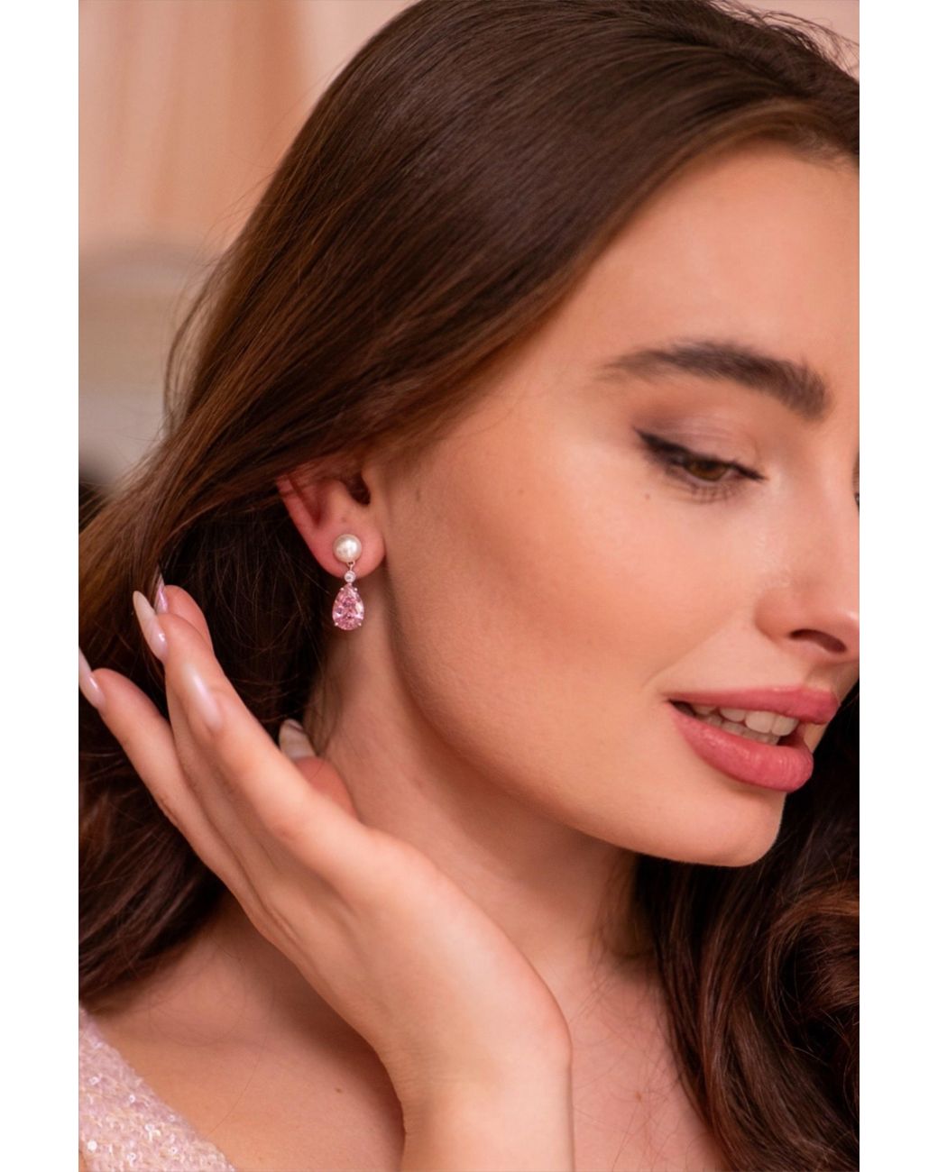 Santinni Pink Highgrove Freshwater Pearl & Crystal Drop Earrings