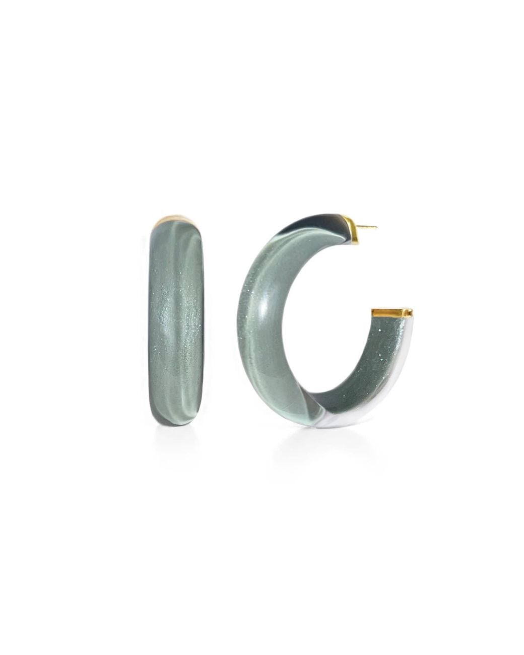 Gold & Honey Green Small Illusion Hoops