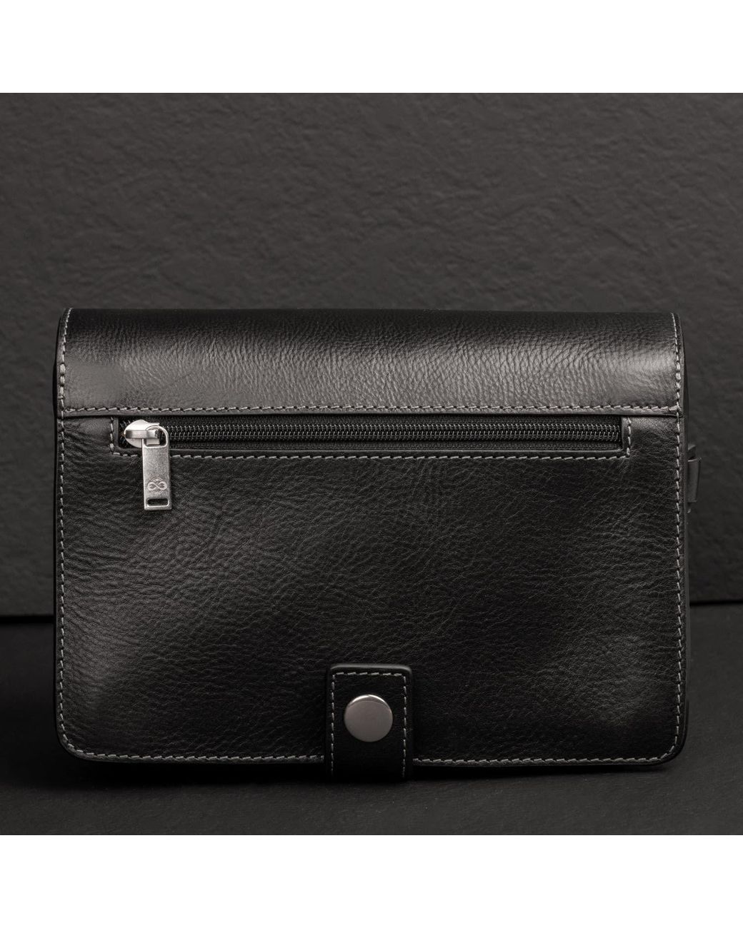 Time Resistance Black Leather Clutch Purse for men