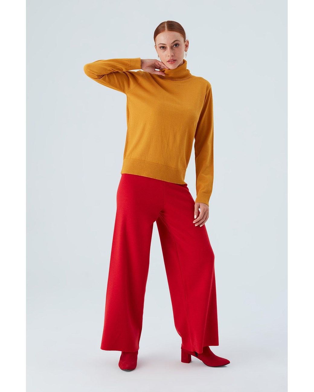 Peraluna Orange Valeria Fine Turtleneck Pullover