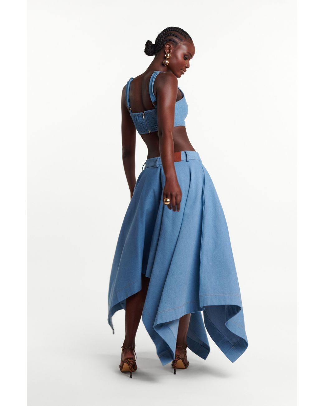 Ofuure Blue Light Denim Sabina Handkerchief Skirt