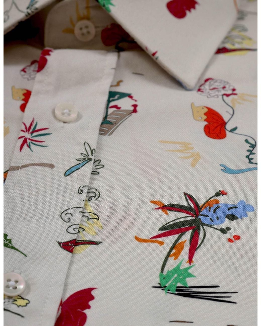 Gresham Blake White Neutrals Cream Scatter Print Shirt for men