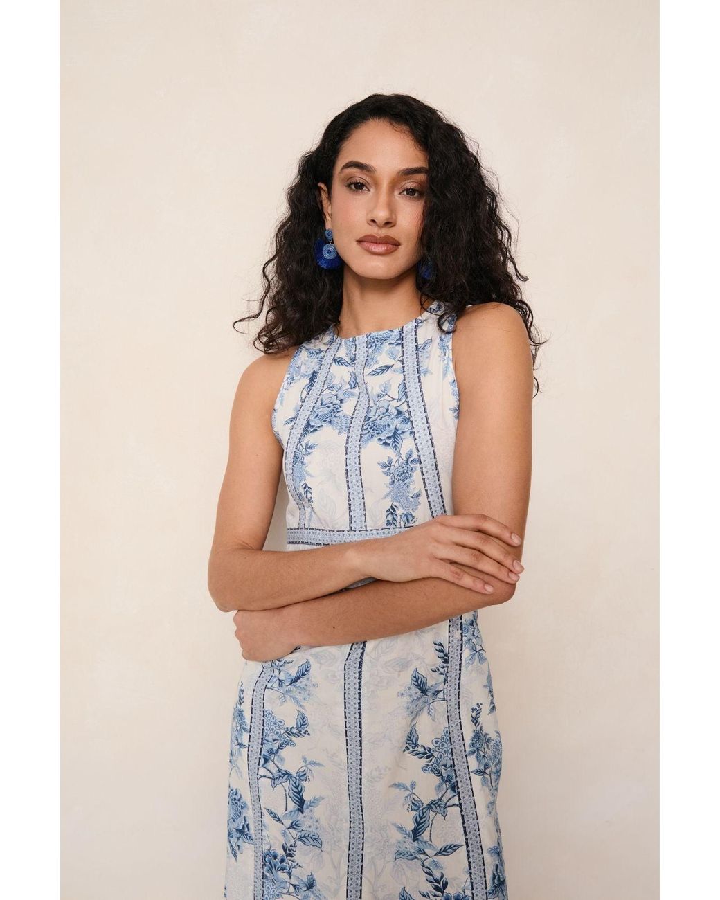 Raishma Blue Lina Floral Dress