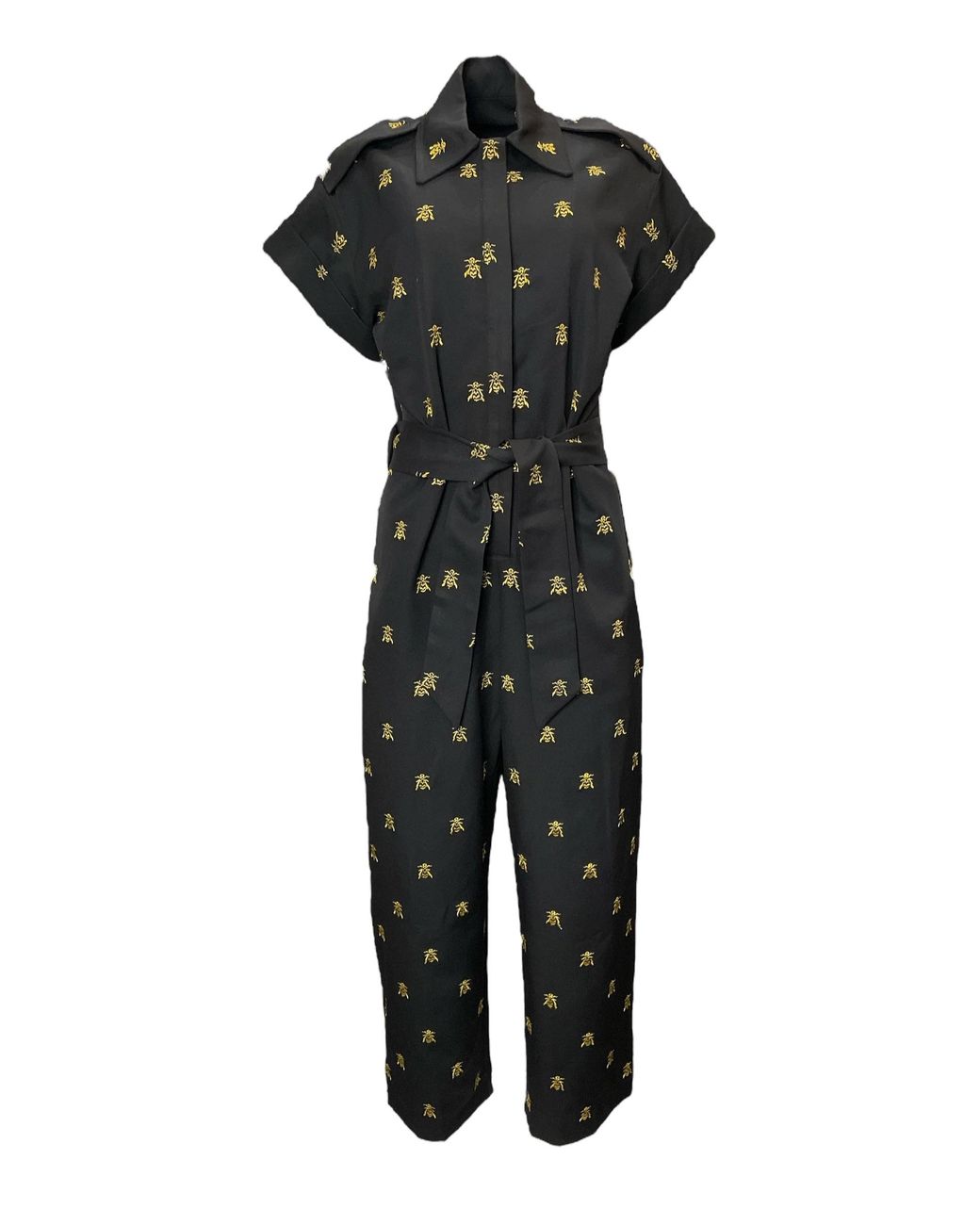 Any Old Iron Black Embroidered Wasp Jumpsuit