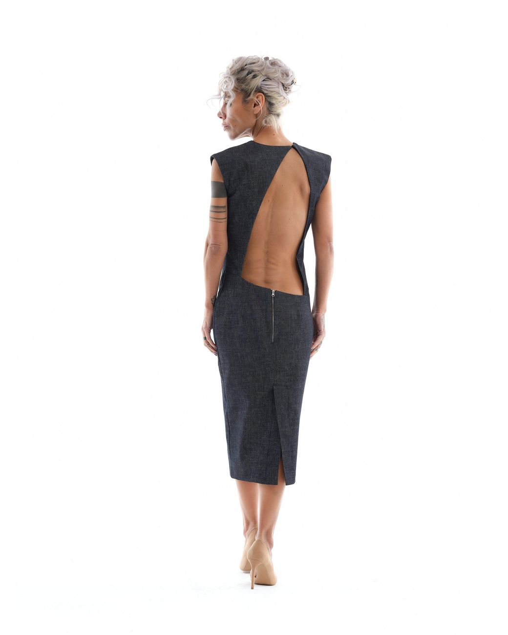 Clothes by Locker Room Black Denim Cutout Midi Dress
