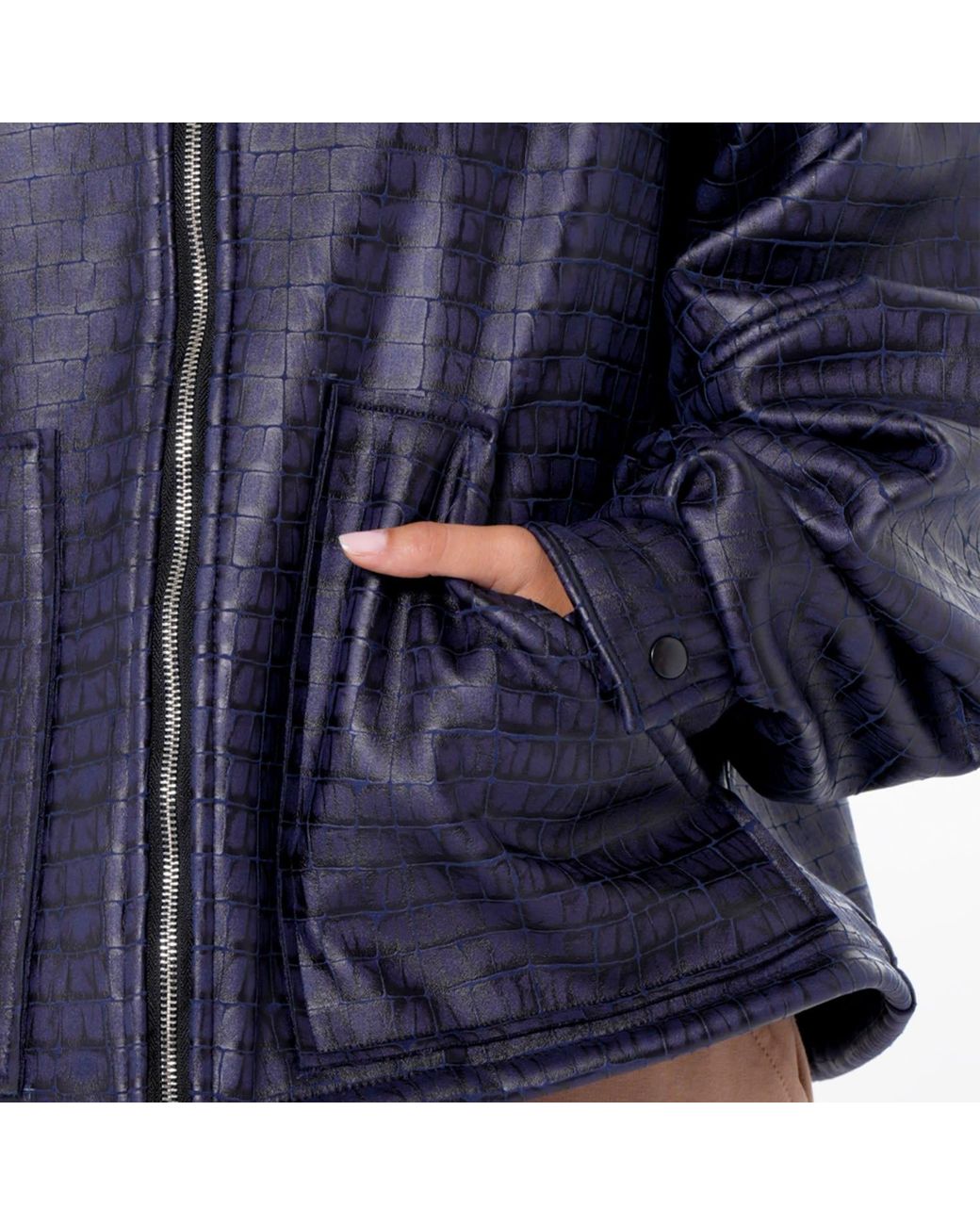 Metamorph Blue Oversized Croc-Effect Jacket