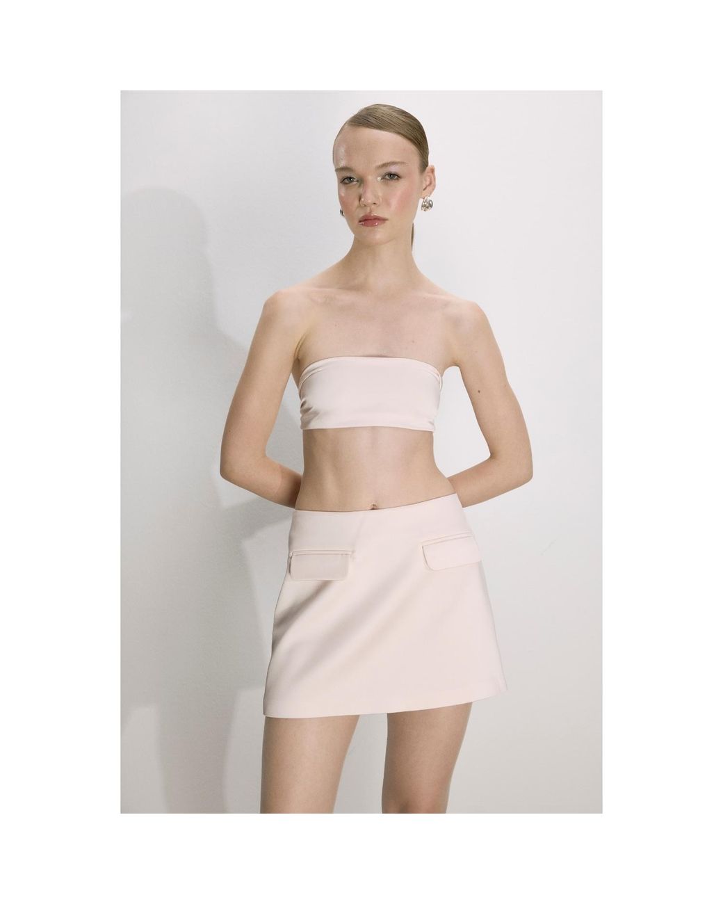 NAZLI CEREN White Marde A-Line Mini Skirt