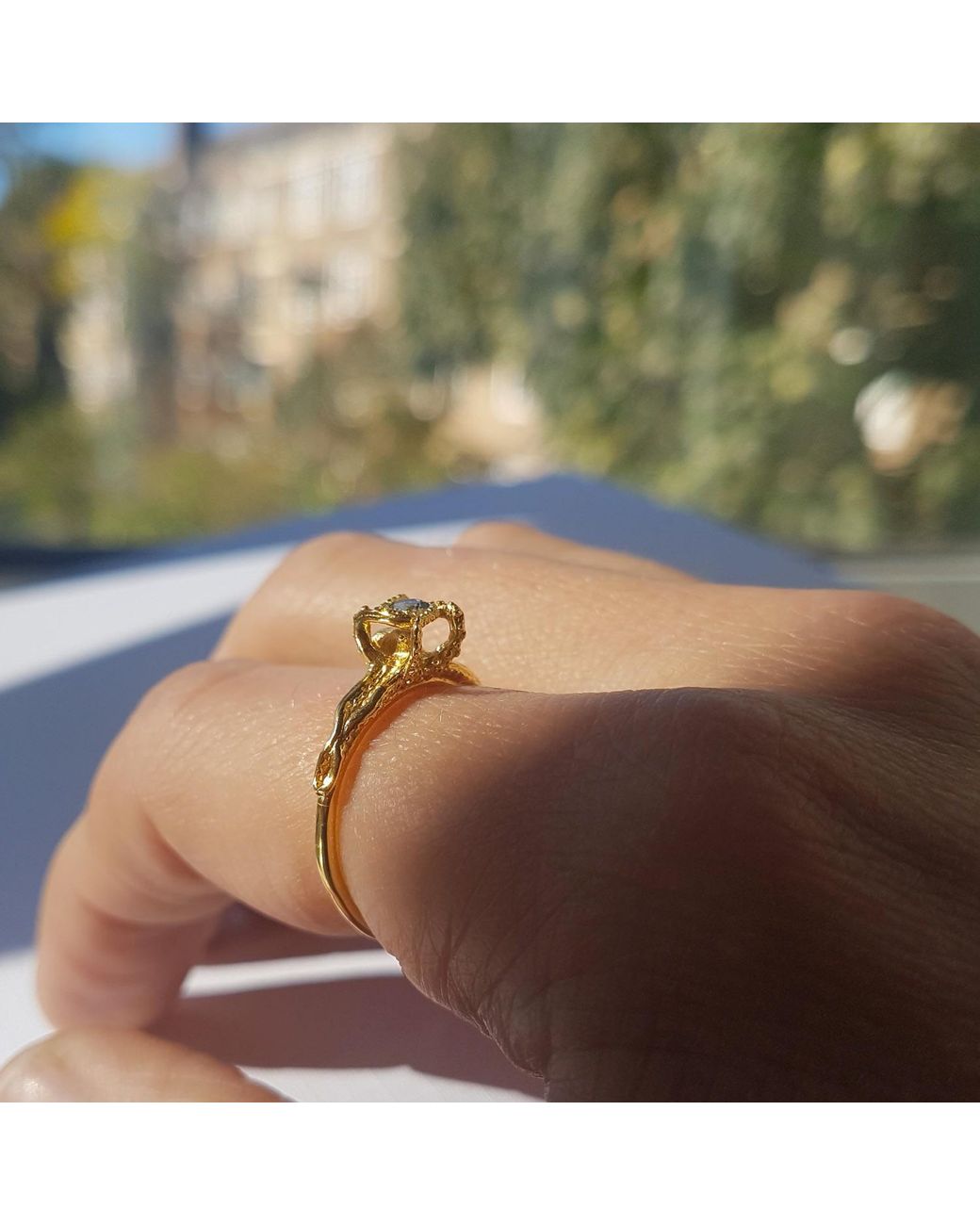 Lee Renee Black Octopus Blue Topaz Ring Silver