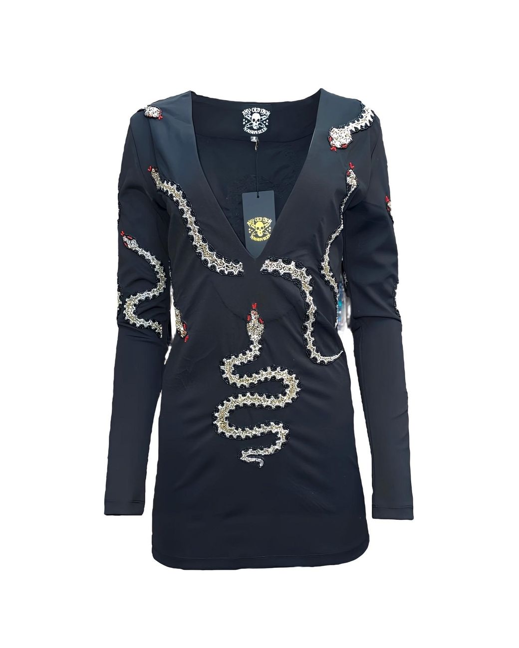 Any Old Iron Blue Beaded Snaketacular Mini Dress