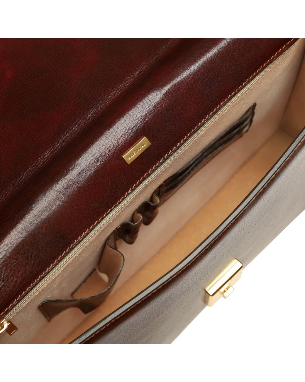 Time Resistance Brown Leather Briefcase