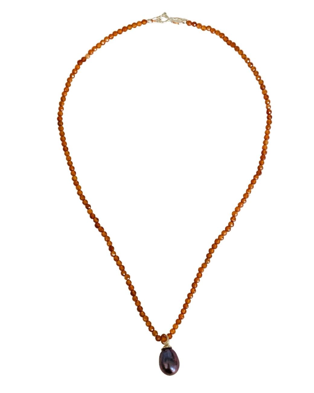 Florentis Jewellery Metallic Citrine Gemstone, Pearl Necklace