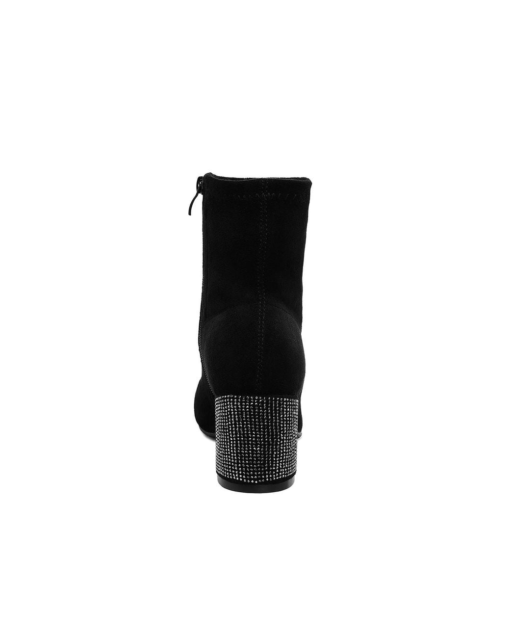 Rag & Co Black Chena Rhinestones Embellished Block Heel Boots