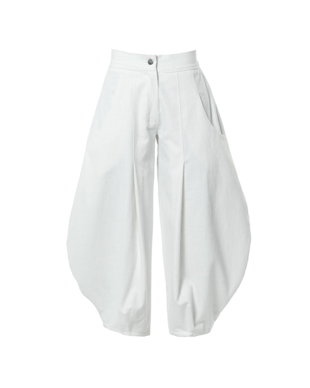 Metamorph White Voluminous Leg Denim Trousers