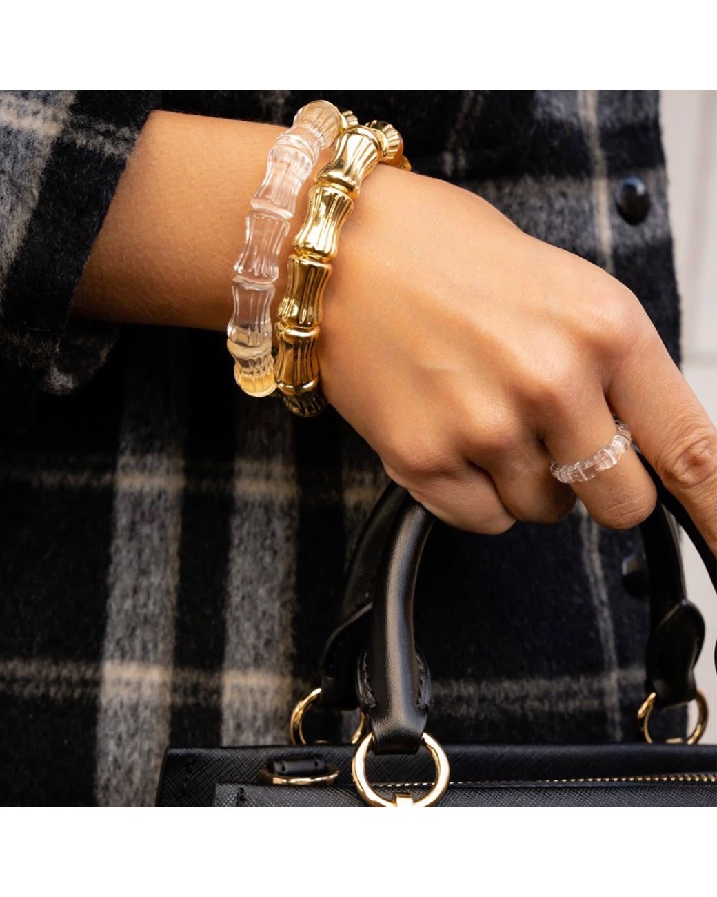 Gold & Honey White Bamboo Ring