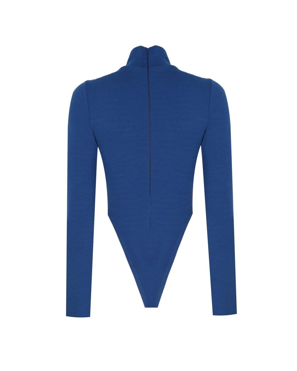 No'design Blue Turtleneck Bodysuit With Cleavage Detail