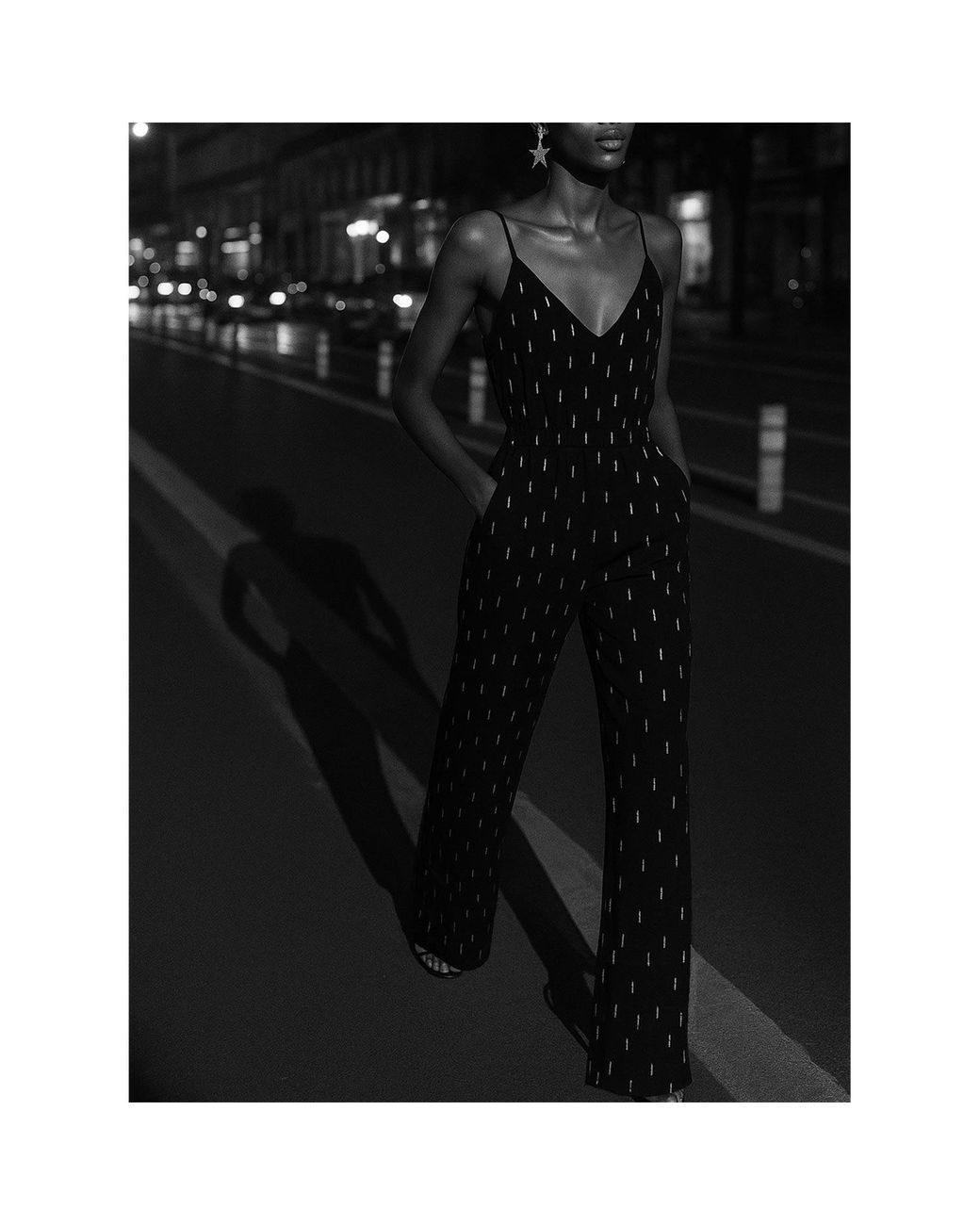 2KStyle Black Manhattan Wide-Leg Crystal Hand-Embellished Crepe Jumpsuit