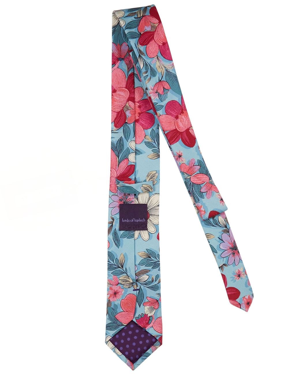 Lords of Harlech White Taddeo Catalan Floral Merino Tie for men