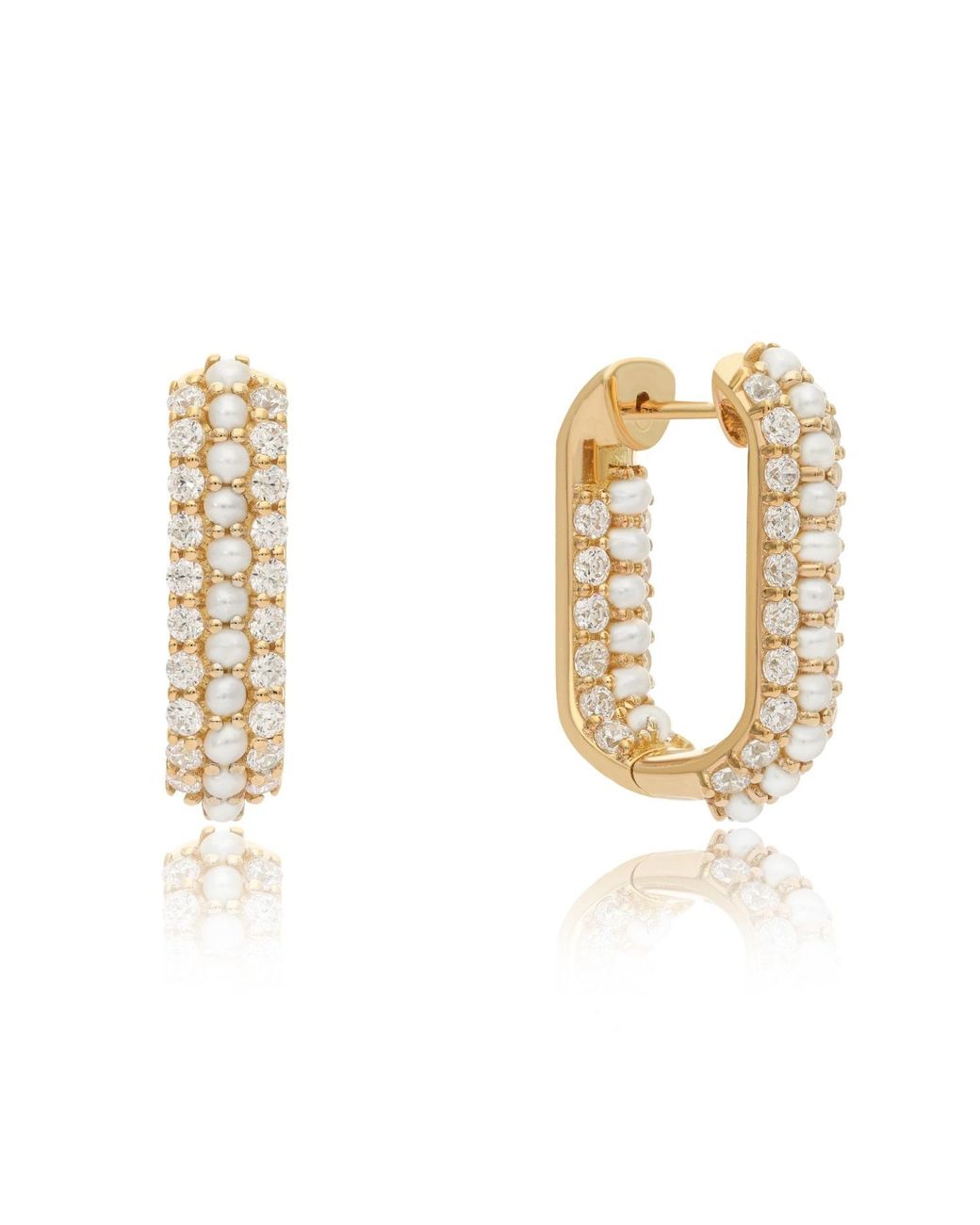 Preeti Sandhu Metallic Summer Sparkle U-Shaped Pearl Hoops