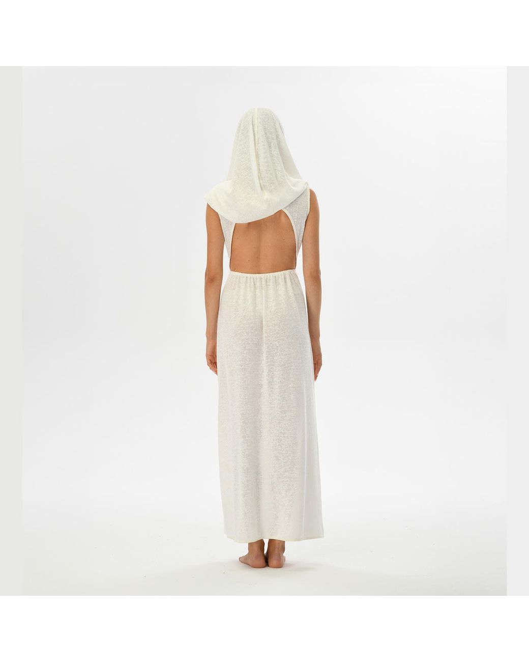 Zhenabia White Hera Hooded Dress
