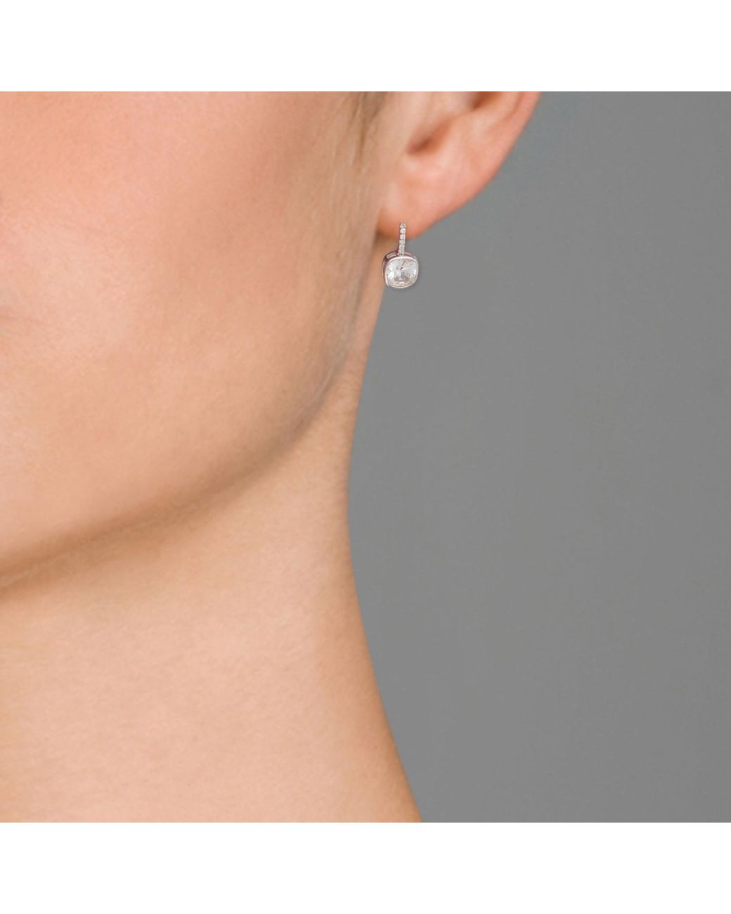 Genevive Jewelry Metallic Cubic Zirconia Sterling Square Drop Earrings