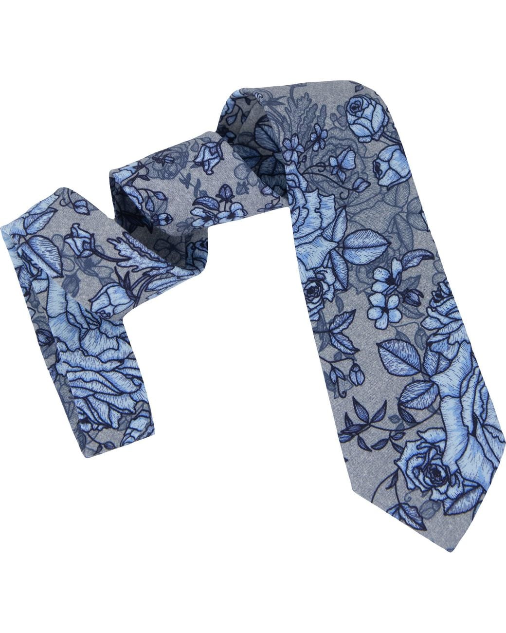 Lords of Harlech Blue Taddeo Roma Floral Merino Tie for men