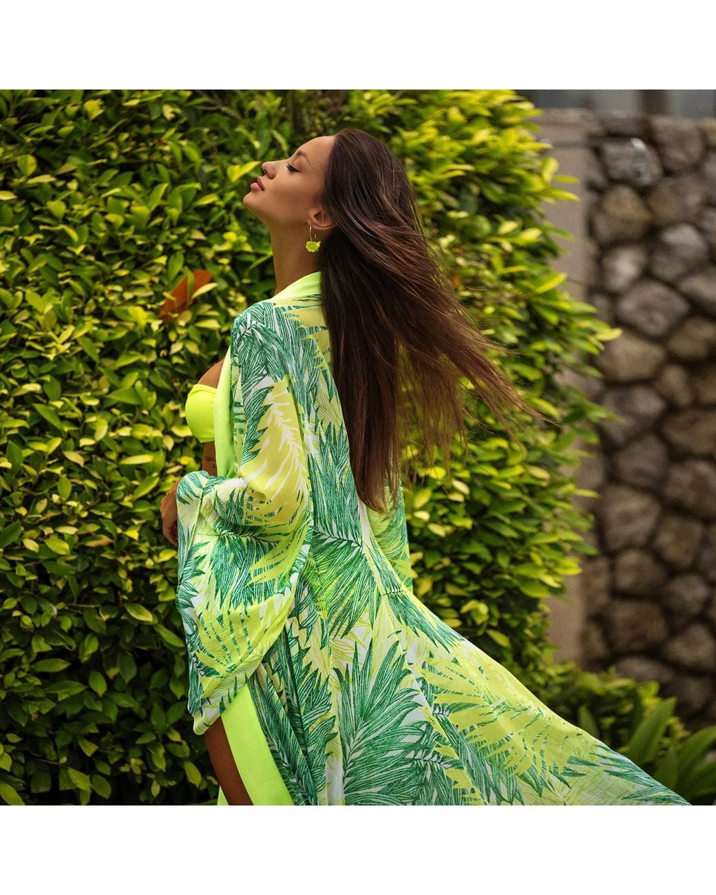 Ak Royalty Resortwear Green Carol Kimono Palm