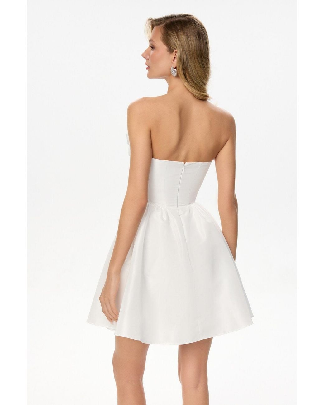 POST MERIDIEM White Mini Dress With Corset And Gathering