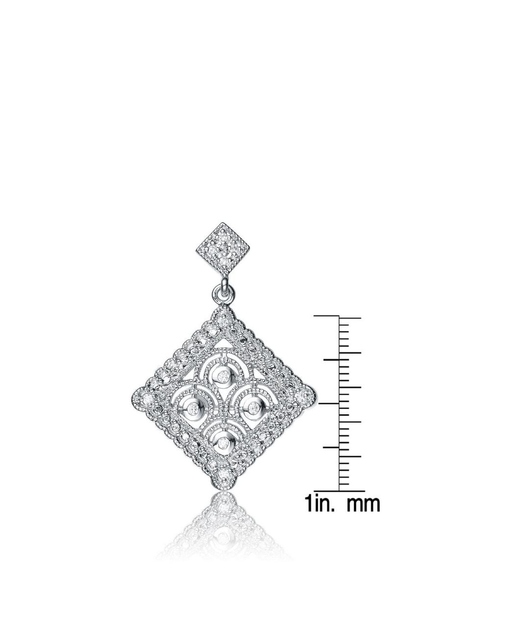 Genevive Jewelry Metallic Cubic Zirconia Sterling Plated Antique Shape Drop Earrings